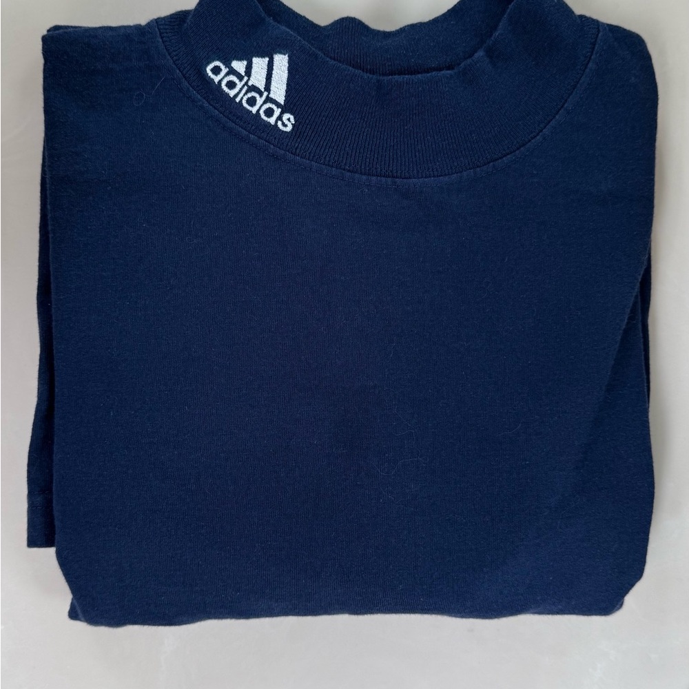 Adidas Blue Long Sleeve Mock Neck Tee